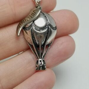 Vintage Hot Air Balloon Charm Pendant, Virginia, Sterling Silver Box Chain